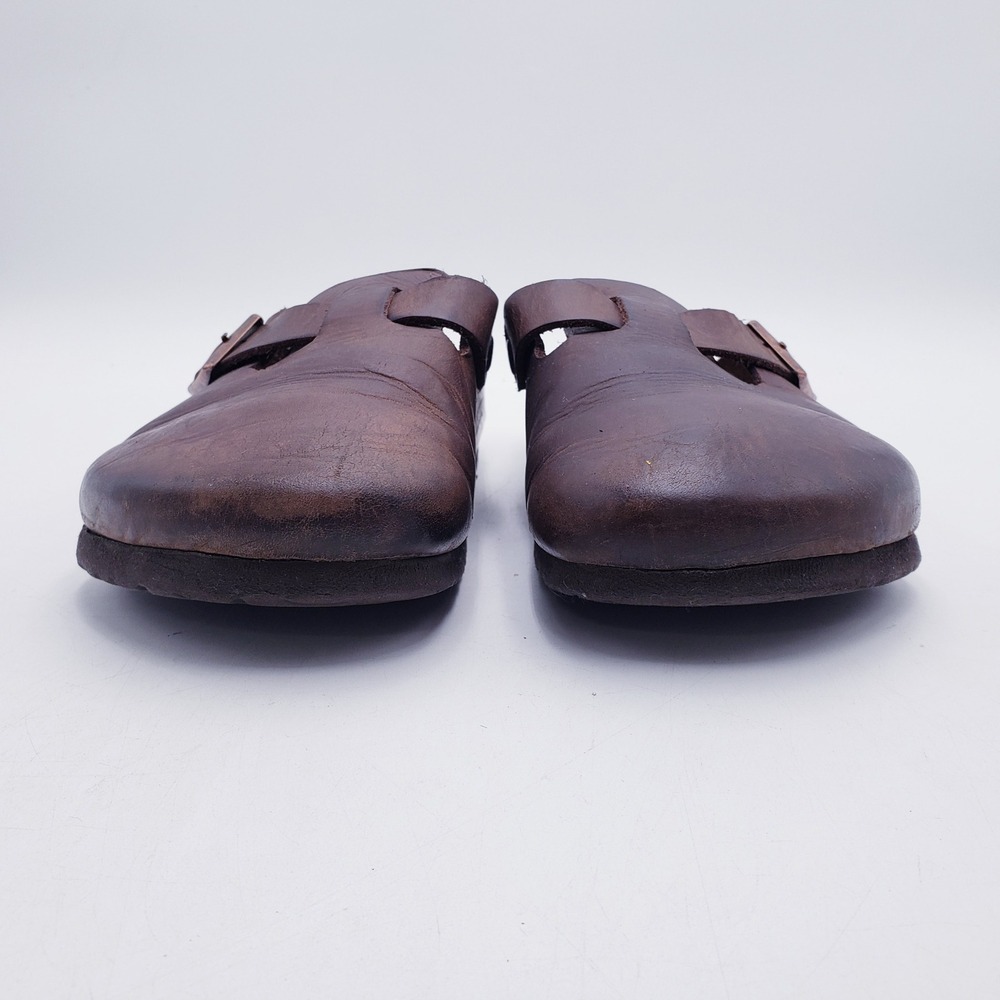 Birkenstock Boston Clogs Brown Leather Buckle Closed Toe Shoes 41 Size 10 - Picture 7 of 9